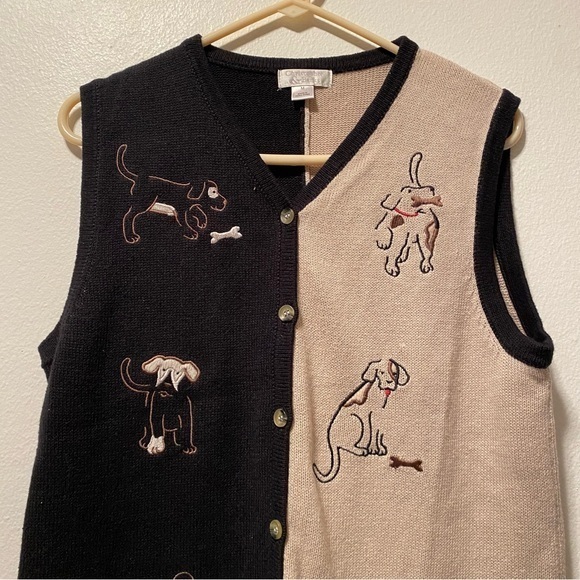 Christopher & Banks Vest Women’s Size M Animals Novelty Button Down Sweater - Picture 2 of 14